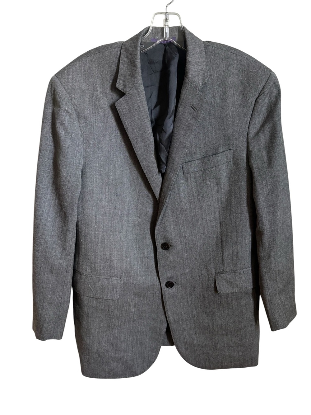 Ralph Lauren Purple Label Grey Herringbone Wool Silk Linen Blazer Jacket 42R